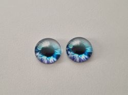 2 st drakögon kattögon i glas, glasinfattningar, cabochoner (12 mm)