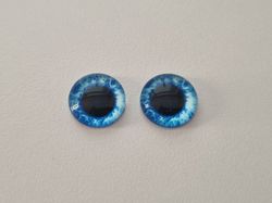 2 st drakögon kattögon i glas, glasinfattningar, cabochoner (12 mm)