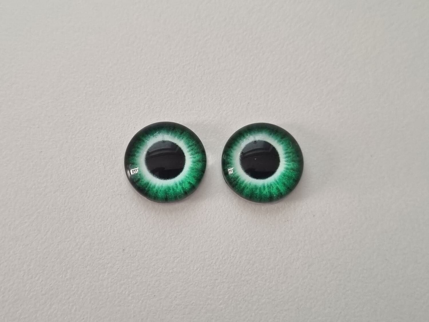 2 st drakögon kattögon i glas, glasinfattningar, cabochoner (12 mm)