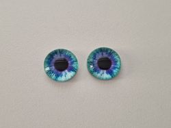 2 st drakögon kattögon i glas, glasinfattningar, cabochoner (12 mm)
