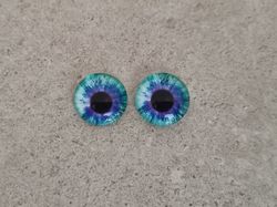 2 st drakögon kattögon i glas, glasinfattningar, cabochoner (12 mm)
