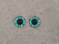 2 st drakögon kattögon i glas, glasinfattningar, cabochoner (12 mm)