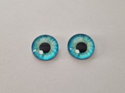 2 st drakögon kattögon i glas, glasinfattningar, cabochoner (12 mm)