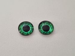 2 st drakögon kattögon i glas, glasinfattningar, cabochoner (12 mm)