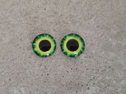 2 st drakögon kattögon i glas, glasinfattningar, cabochoner (12 mm)