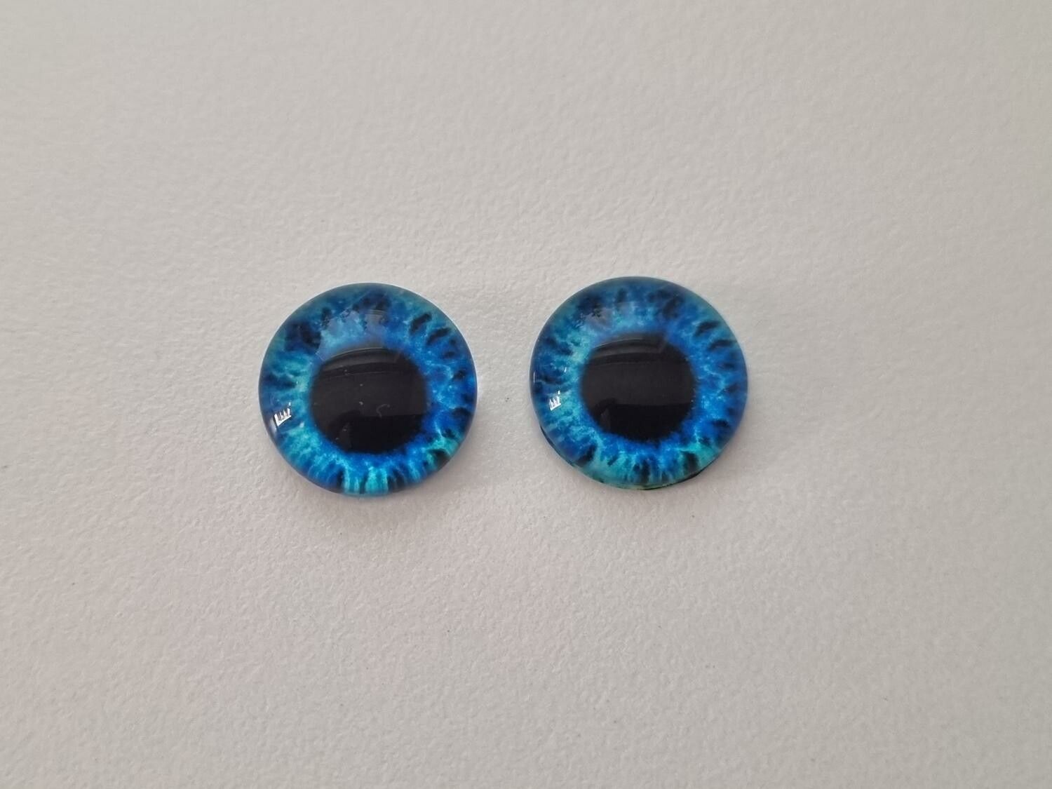 2 st drakögon kattögon i glas, glasinfattningar, cabochoner (12 mm)