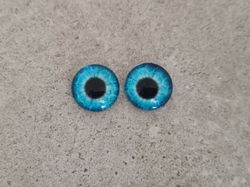 2 st drakögon kattögon i glas, glasinfattningar, cabochoner (12 mm)