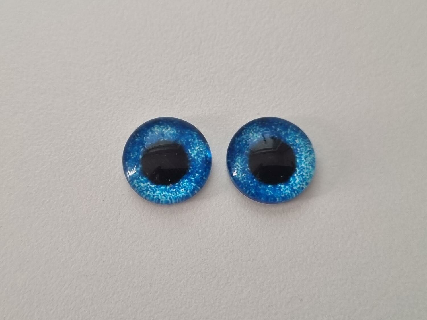 2 st drakögon kattögon i glas, glasinfattningar, cabochoner (12 mm)