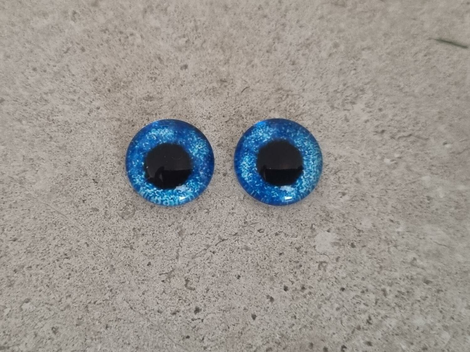2 st drakögon kattögon i glas, glasinfattningar, cabochoner (12 mm)