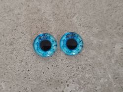 2 st drakögon kattögon i glas, glasinfattningar, cabochoner (12 mm)
