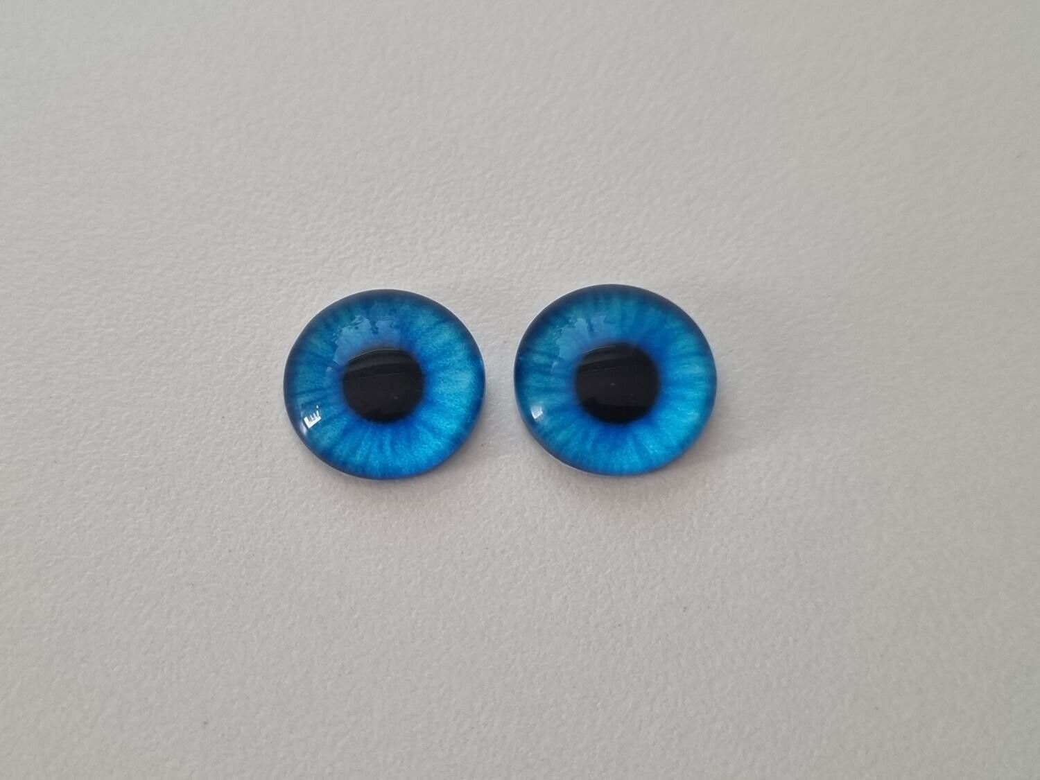 2 st drakögon kattögon i glas, glasinfattningar, cabochoner (12 mm)