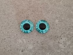 2 st drakögon kattögon i glas, glasinfattningar, cabochoner (12 mm)