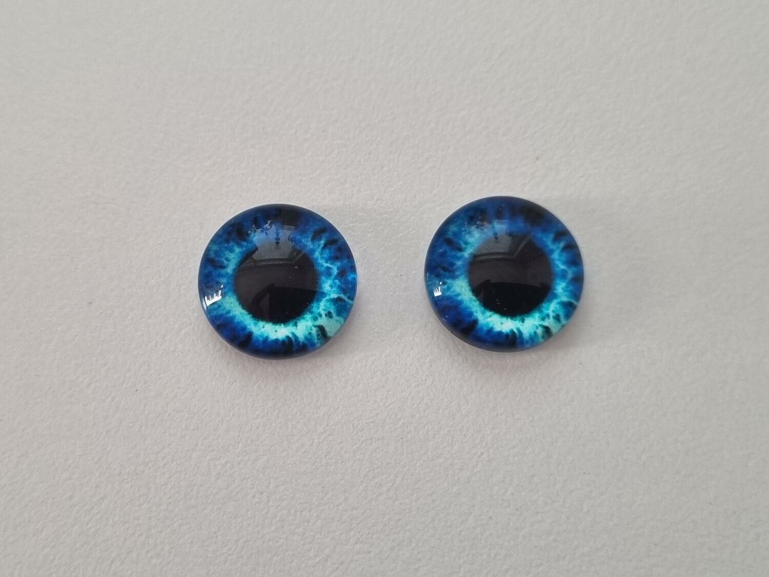 2 st drakögon kattögon i glas, glasinfattningar, cabochoner (12 mm)