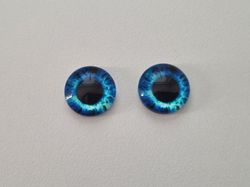 2 st drakögon kattögon i glas, glasinfattningar, cabochoner (12 mm)