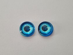 2 st drakögon kattögon i glas, glasinfattningar, cabochoner (12 mm)