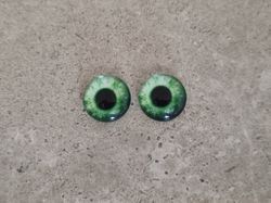 2 st drakögon kattögon i glas, glasinfattningar, cabochoner (12 mm)