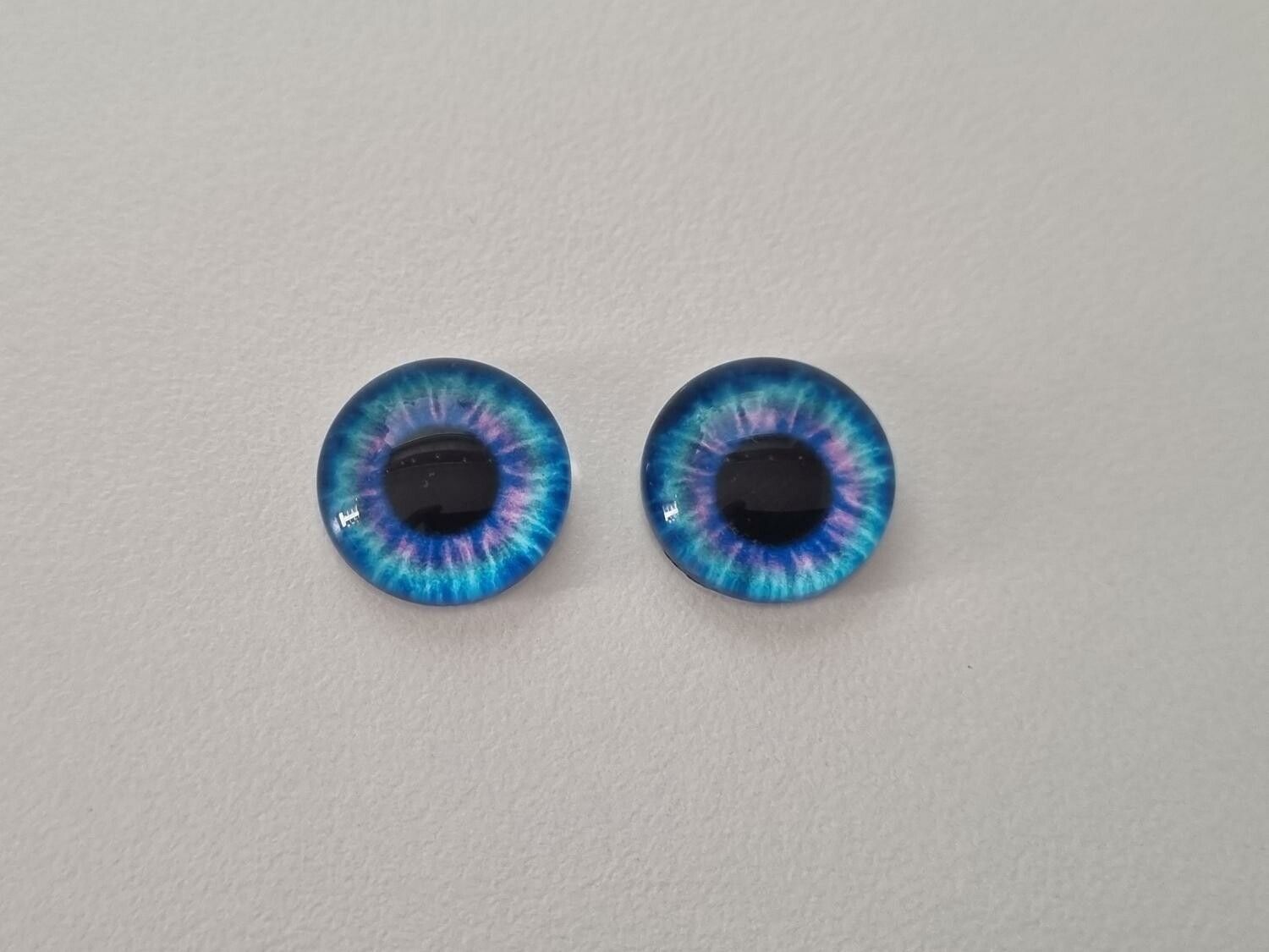 2 st drakögon kattögon i glas, glasinfattningar, cabochoner (12 mm)