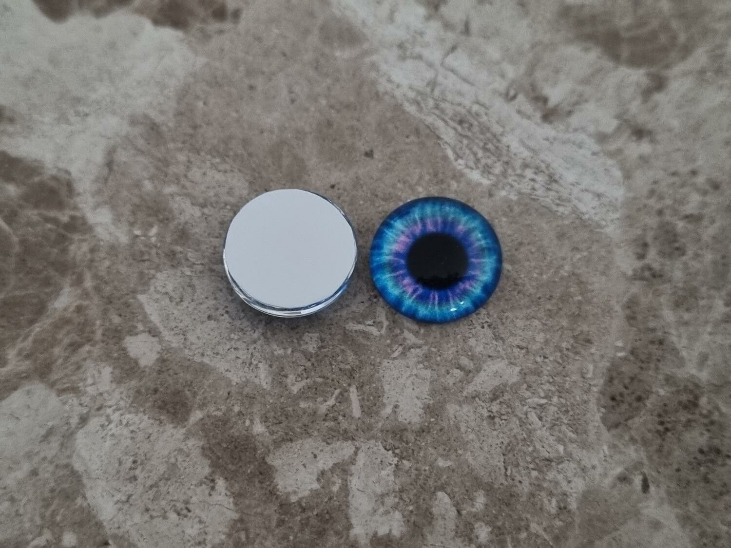 2 st drakögon kattögon i glas, glasinfattningar, cabochoner (12 mm)