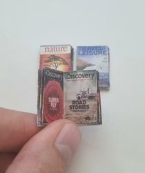 3 st retrotidningar, miniatyrböcker, minibok till dockskåp dockhus