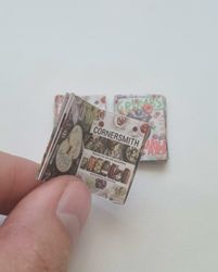 3 st retrotidningar, miniatyrböcker, minibok till dockskåp dockhus