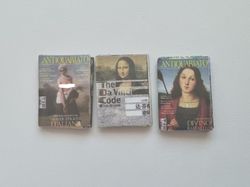 3 st retrotidningar, miniatyrböcker, minibok till dockskåp dockhus