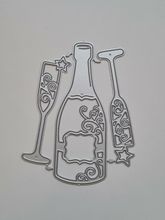 Scrapbooking, dies, cutting dies (Champagneflaska och två glas)