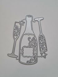 Scrapbooking, dies, cutting dies (Champagneflaska och två glas)