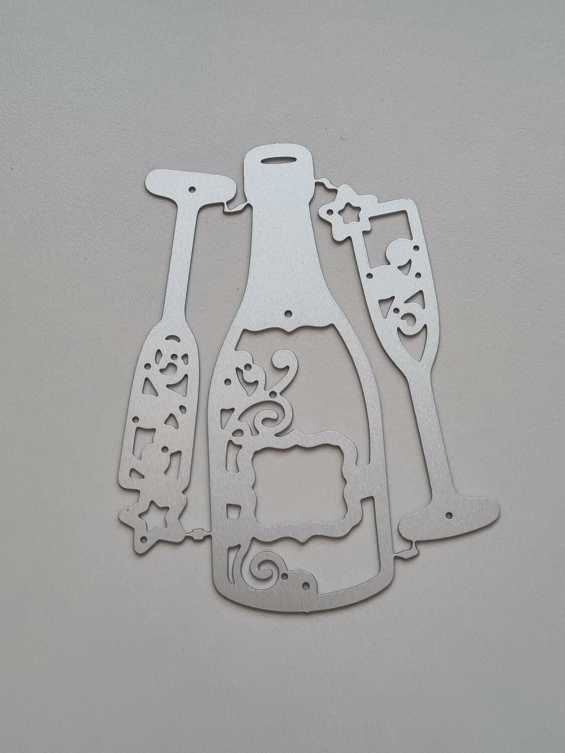 Scrapbooking, dies, cutting dies (Champagneflaska och två glas)