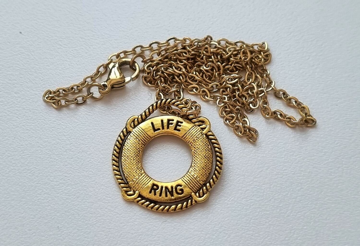 Halsband med livboj som berlock (50 cm långt halsband)