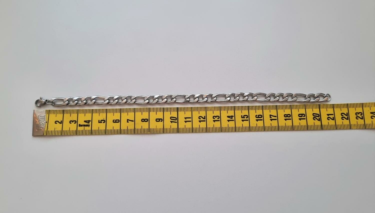 Silverfärgat armband i rostfritt stål (21 cm, 7 mm brett)