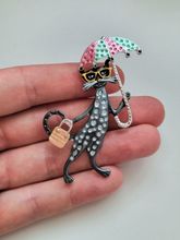1 st detaljrik brosch hänge - Katt med paraply (variant 1)