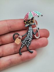 1 st detaljrik brosch hänge - Katt med paraply (variant 1)