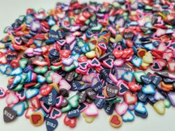 1000 st små hjärtan av mjuk lera, polymerlera för scrapbooking