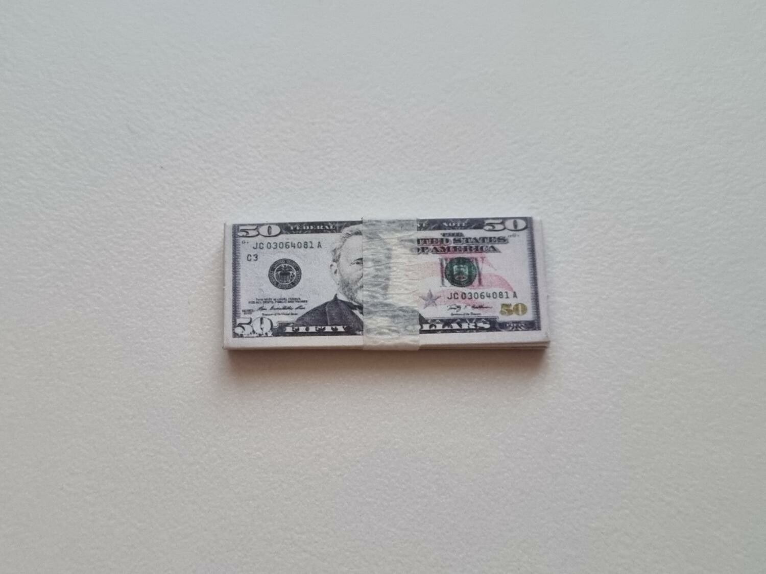 20 st miniatyrer - Sedlar Leksakspengar, Låtsaspengar - 50 dollar