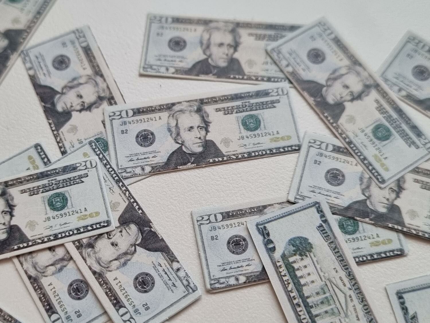 20 st miniatyrer - Sedlar Leksakspengar, Låtsaspengar - 20 dollar