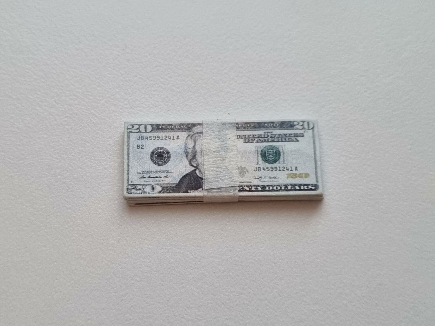 20 st miniatyrer - Sedlar Leksakspengar, Låtsaspengar - 20 dollar