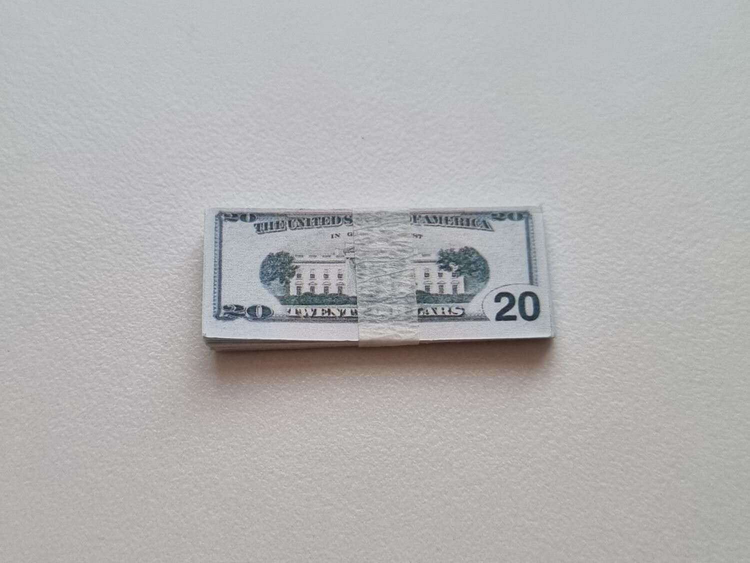 20 st miniatyrer - Sedlar Leksakspengar, Låtsaspengar - 20 dollar