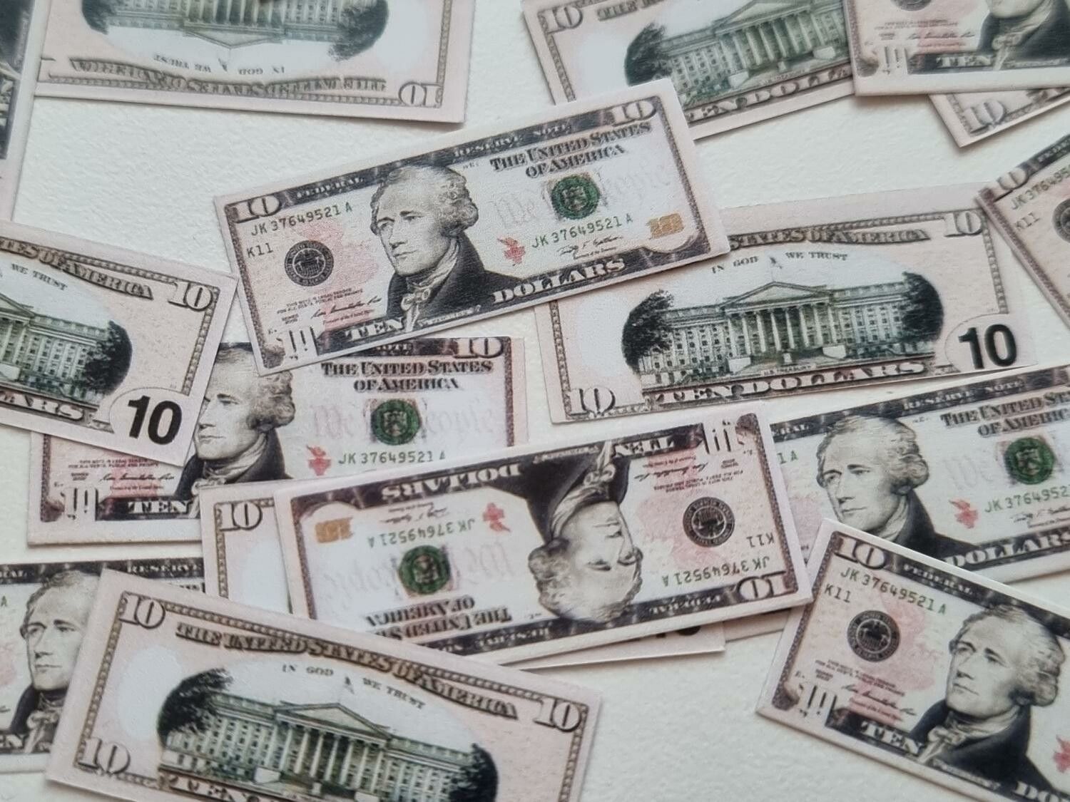 20 st miniatyrer - Sedlar Leksakspengar, Låtsaspengar - 10 dollar