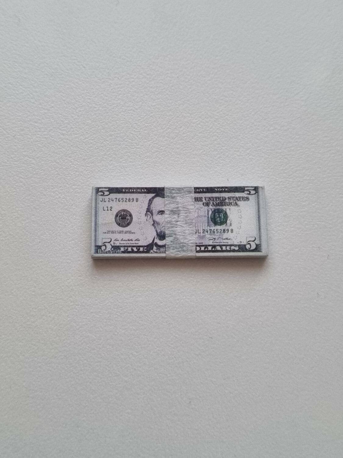 20 st miniatyrer - Sedlar Leksakspengar, Låtsaspengar - 5 dollar