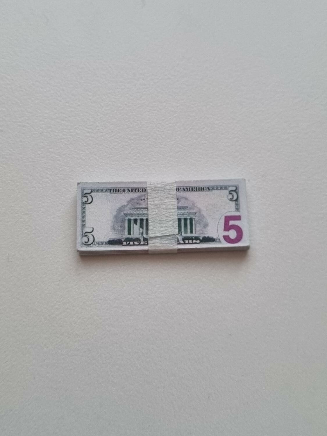 20 st miniatyrer - Sedlar Leksakspengar, Låtsaspengar - 5 dollar