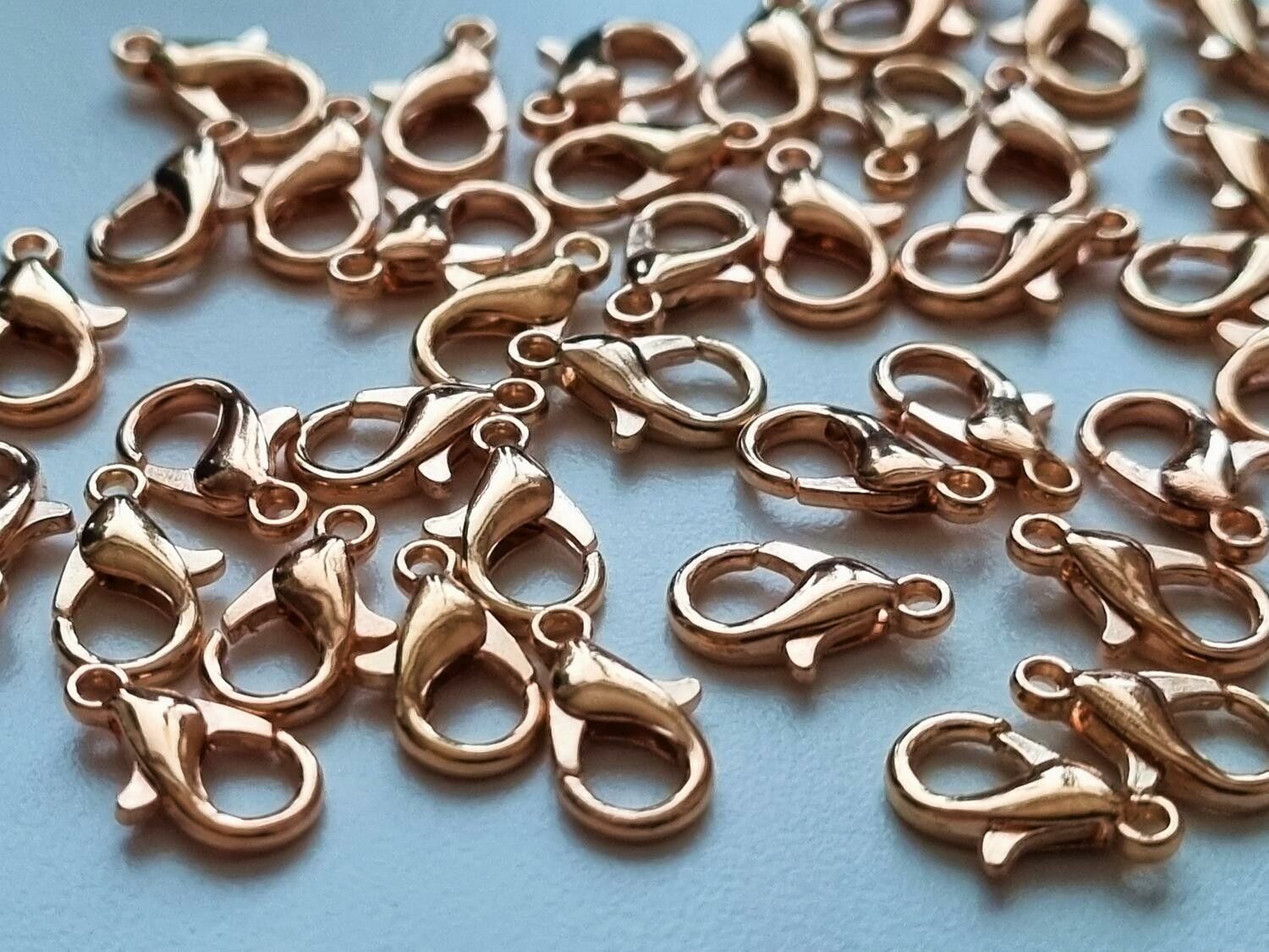 10 st Karbinhakar lobsterlås (roseguld)