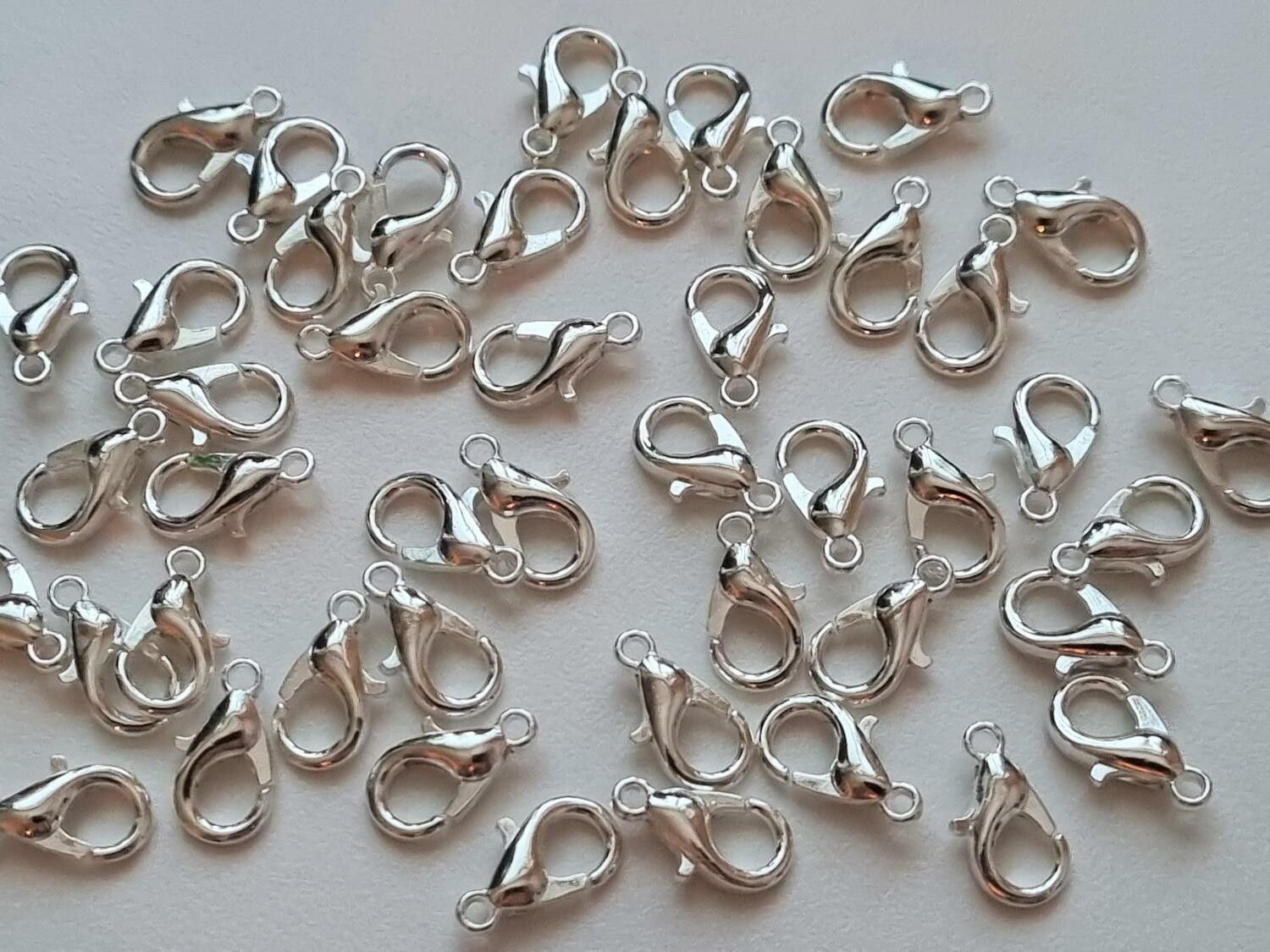 10 st Karbinhakar lobsterlås (silverfärgade)