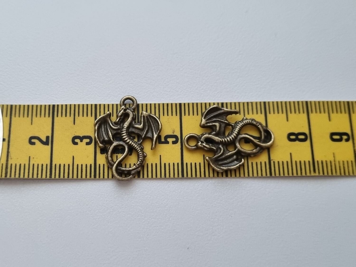Berlocker Charms Miniatyr Drake / Drakar, 2 st bronsfärgade