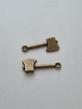 Berlocker Charms Miniatyr Yxa / yxor, 2 st bronsfärgade