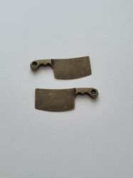 Berlocker Charms Miniatyr Köttyxa / köttyxor, 2 st bronsfärgade
