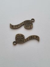 Berlocker Charms Miniatyr måttband, 2 st bronsfärgade