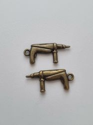 Berlocker Charms Miniatyr Borr / borrar, 2 st bronsfärgade