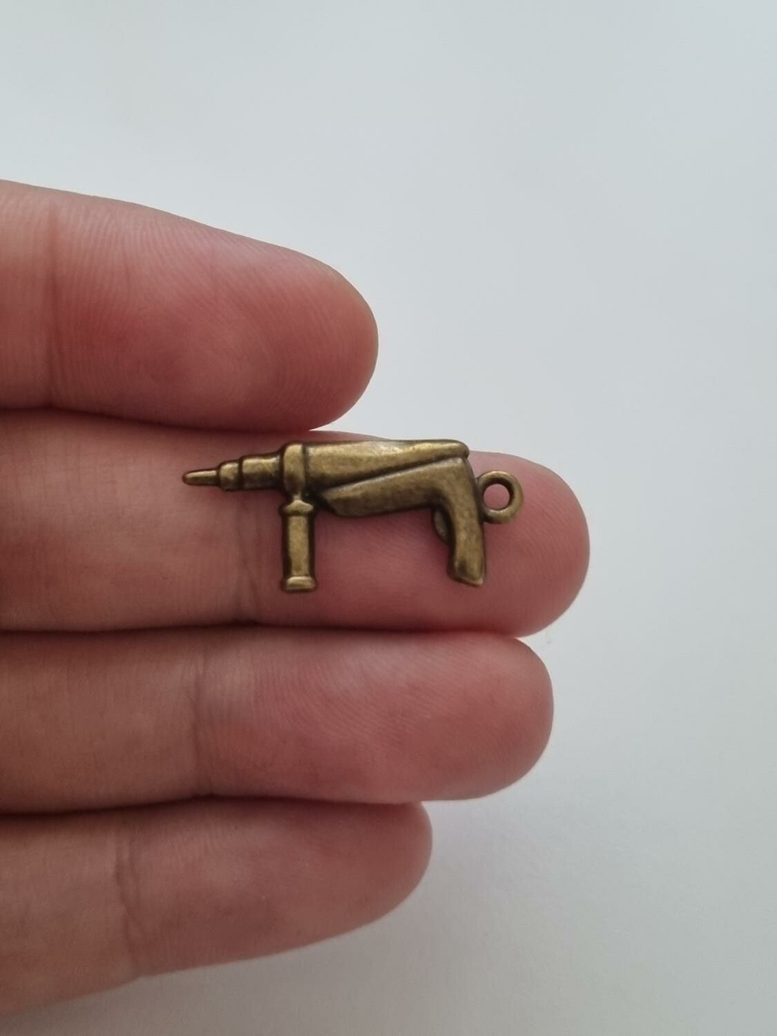 Berlocker Charms Miniatyr Borr / borrar, 2 st bronsfärgade