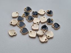 Berlocker Charms Hjärtan 10 st (svarta)