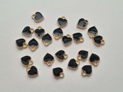Berlocker Charms Hjärtan 10 st (svarta)